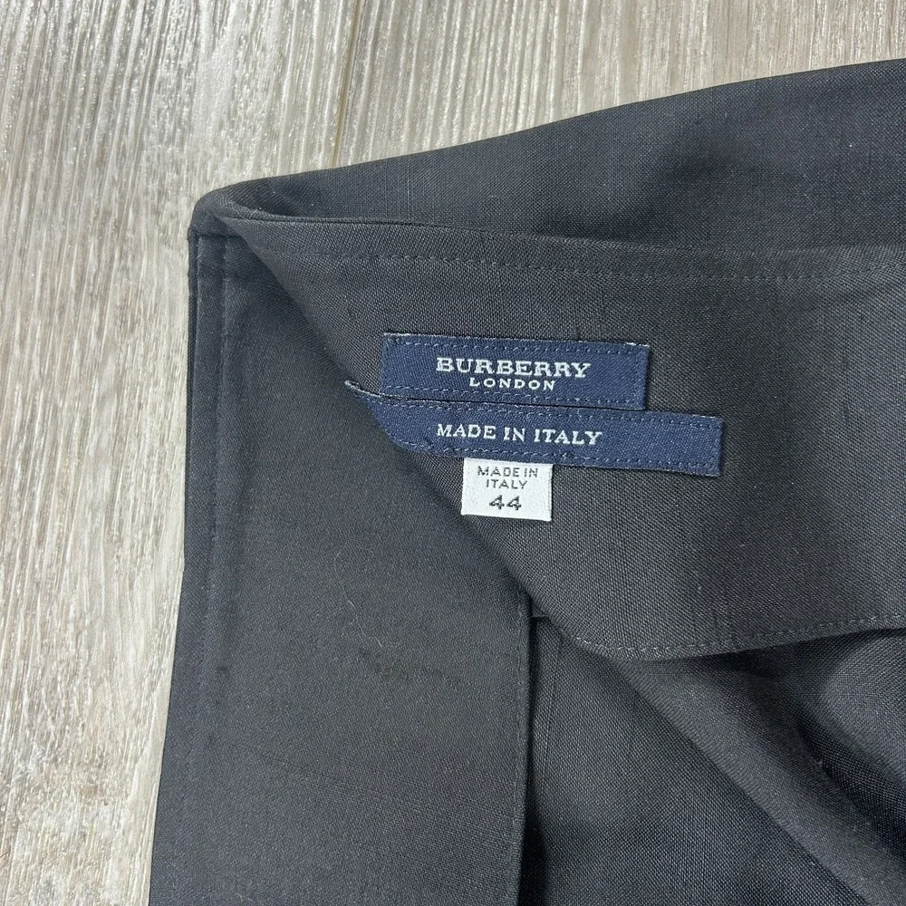 Burberry London‎ Women's 44 (10/12) Black Silk Textured Pencil Skirt Officecore